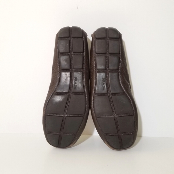 PRADA Men Brown Saffiano Leather Driving Loafers 8 - Picture 14 of 17